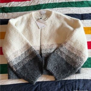 Cozy Ombre Knit Cardigan - Ivory to Charcoal